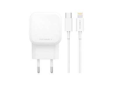Cargador USB C Techancy de 25 W, color blanco TA2812, cable de carga rápida USB C para kit IP8/