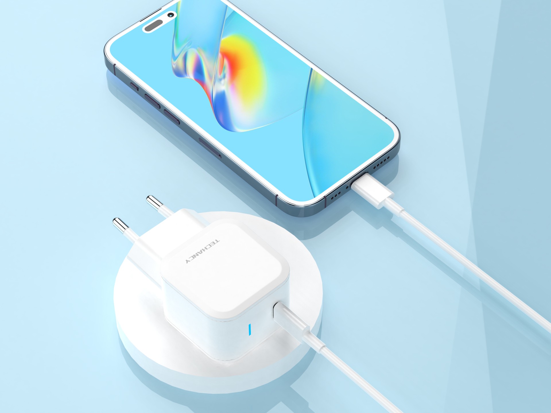 Techancy Carregador Pd De 25w Usb C Branco TA2812, Cabo De Carregamento Rápido Usb C Para Ip8/X/11-1