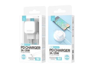 Techancy Carregador Pd De 25w Usb C Branco TA2812, Cabo De Carregamento R�pido Usb C Para Usb C 3a K