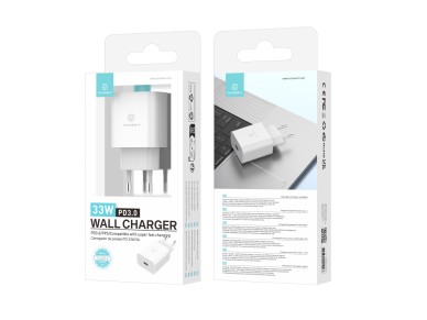 Cargador Techancy TA2814 con salida USB-C de 33 W, carga rápida PD3.0, compatible con varios sm