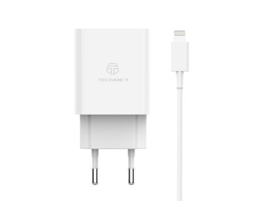 Techancy Carregador 33w Branco TA2814, Com Cabo Type-C Para Lightning 1m/30w Pd De Carregamento R�pi