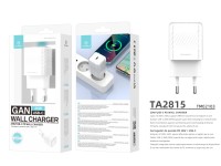 Techancy 20W White TA2815 Mobile Phone Charger, USB-C PD Fast Charging, Built-in GaN Smart Chip Techancy 20W White TA2815 Mobile Phone Charger, USB-C PD Fast Charging, Built-in GaN Smart Chip