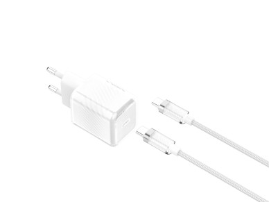 Techancy 20W Mobile Phone Charger White TA2816, USB-C PD GaN Fast Charging, USB C to USB C Cable Set Techancy 20W Mobile Phone Charger White TA2816, USB-C PD GaN Fast Charging, USB C to USB C Cable Set