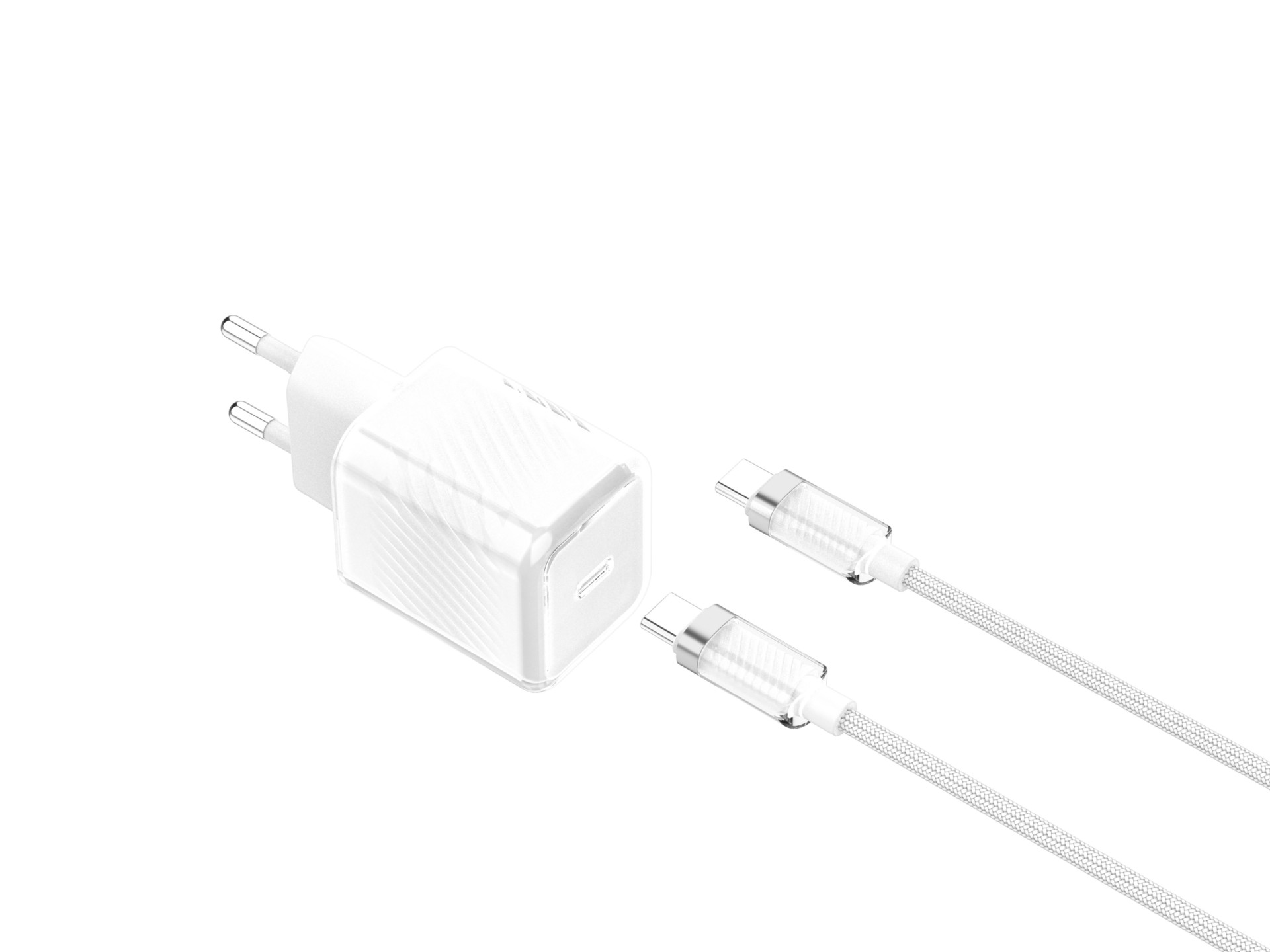 Techancy Carregador De Telemóvel De 20 W Branco TA2816, Carregamento Rápido Usb-C Pd Gan, Conjunto D