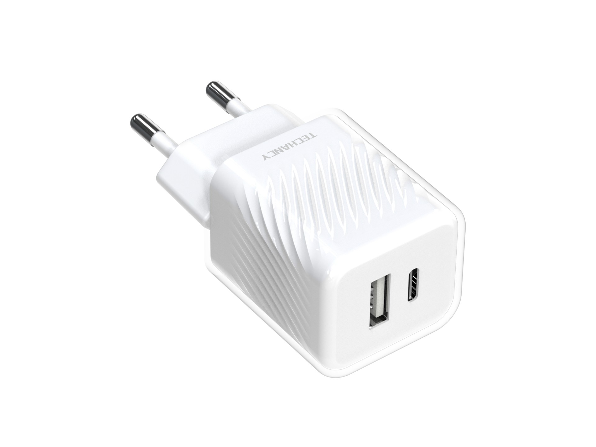 Techancy 33W USB-C PD Wall Charger White TA2817, Dual Port A+C Fast Charging Adapter for GaN.