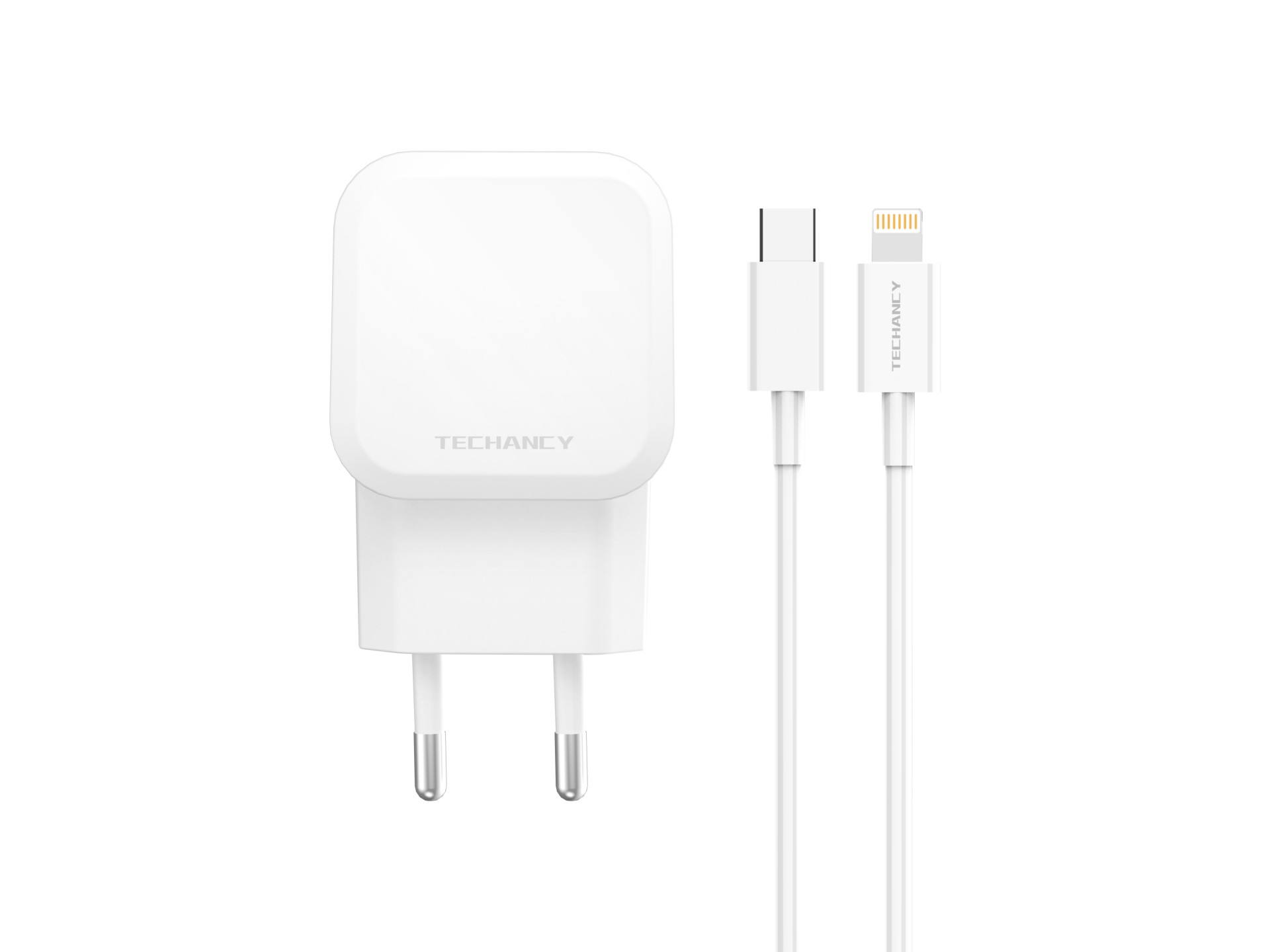 Techancy Carregador Rápido 43W Branco TA2813, Porta Dupla Pd+Usb, Conjunto De Cabos Usb C Para Light