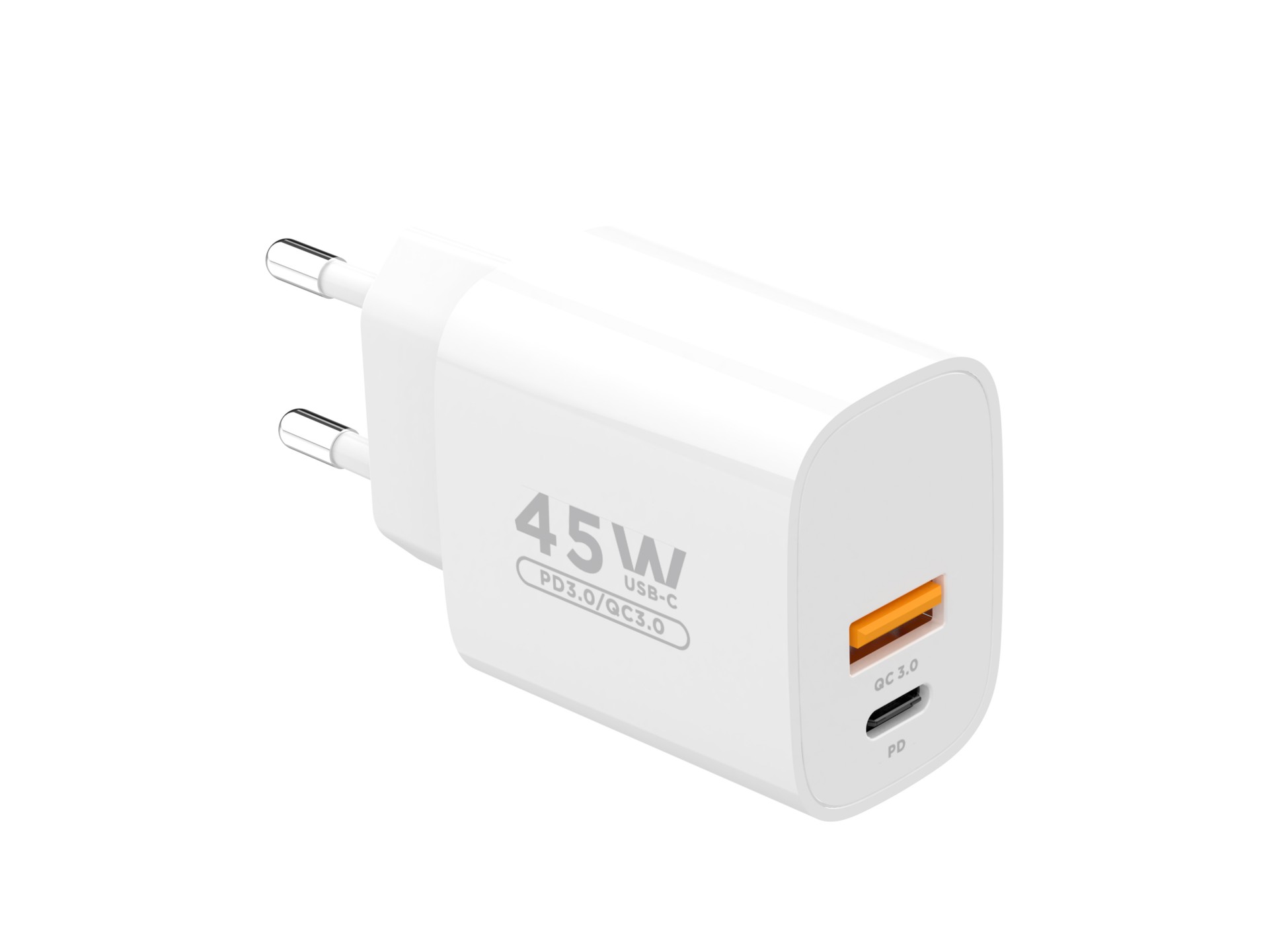 Techancy TA2820 USB-A+USB-C Charger, 45W PD, Dual Output, Portable Design, Compatible with Multiple