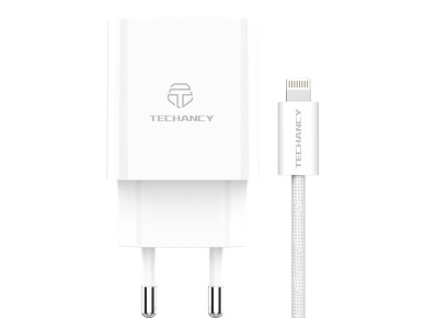 Techancy Carregador USB-A+USB-C TA2820, 45W PD, com Cabo USB-C para Lightning de 1m, CompatIvel com Techancy Carregador USB-A+USB-C TA2820, 45W PD, com Cabo USB-C para Lightning de 1m, CompatIvel com