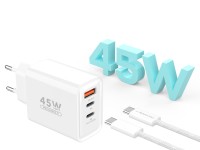 Cargador Techancy TA2822 USB-A+USB-C+USB-C, 45 W PD, con cable USB-C a USB-C de 1 m, compatible con Cargador Techancy TA2822 USB-A+USB-C+USB-C, 45 W PD, con cable USB-C a USB-C de 1 m, compatible con