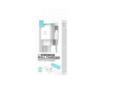 Cargador Techancy TA2822 USB-A+USB-C+USB-C, 45 W PD, con cable USB-C a USB-C de 1 m, compatible con 
