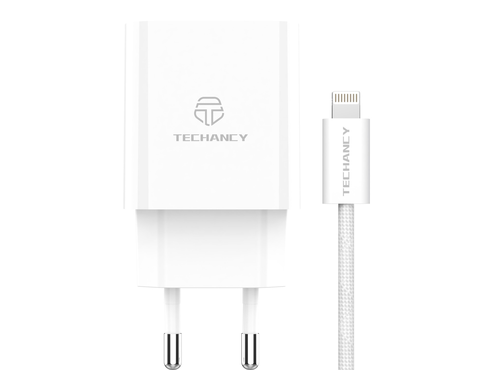 Cargador Techancy TA2822 USB-A+USB-C+USB-C, 45 W PD, con cable USB-C a Lightning de 1 m, compatible