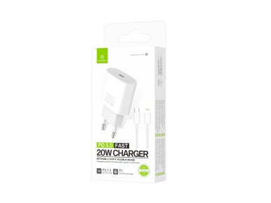 Techancy Carregador TA2824 PD3.0 20W com Cabo USB-C para Lightning Compat�vel com iPhone 8 a 14 Seri
