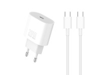 Techancy Carregador TA2824 PD3.0 20W com Cabo USB-C para USB-C Compativel com Tablets Portateis Tele