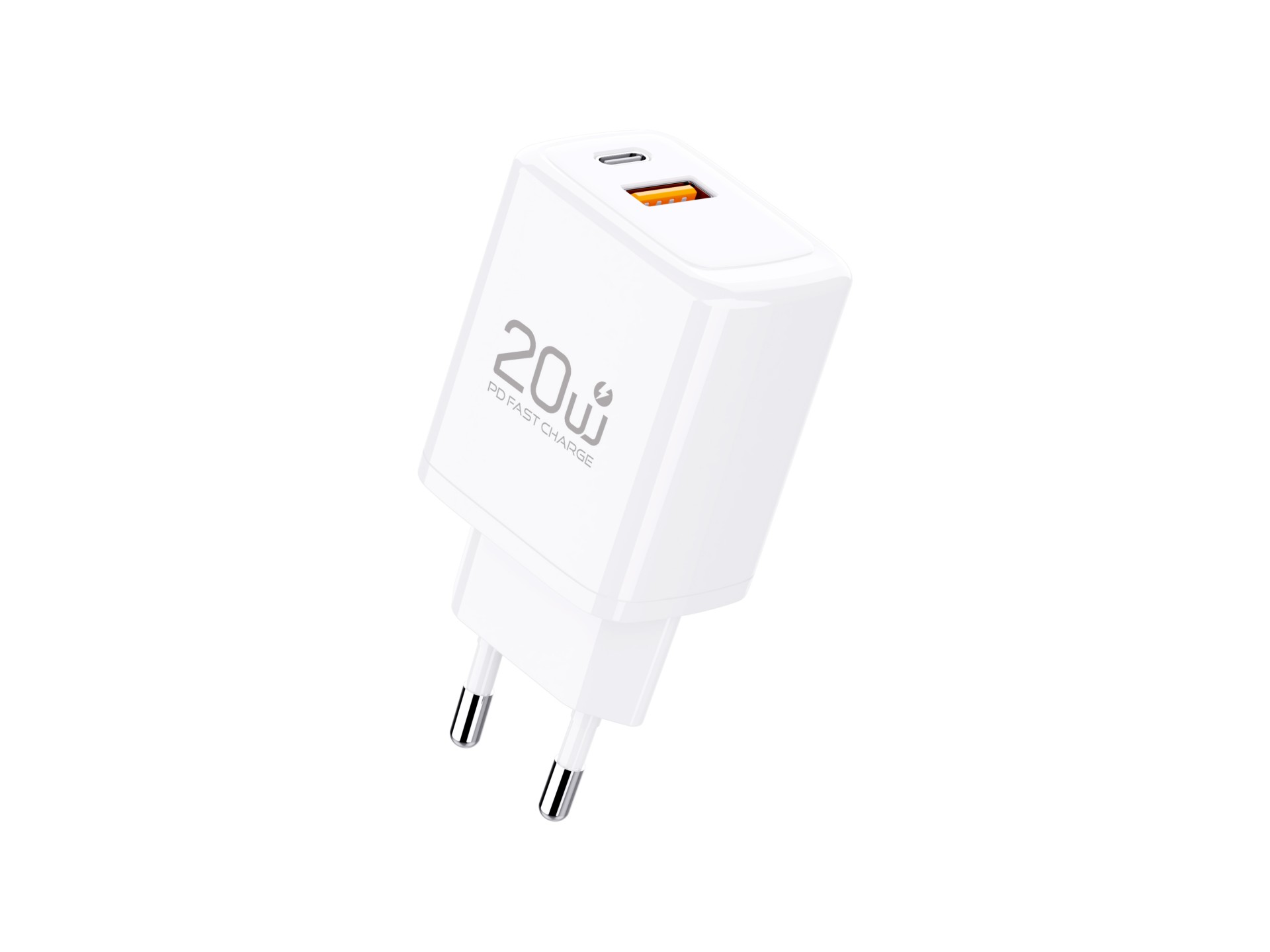 Techancy Carregador TA2825 PD3.0 20W com Duas Portas USB-C e USB-A Compativel com Diversos Telemovei
