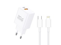 Techancy Carregador TA2826 PD3.0 20W com Duas Portas USB-C e Cabo Lightning Compativel com iPhone 8 