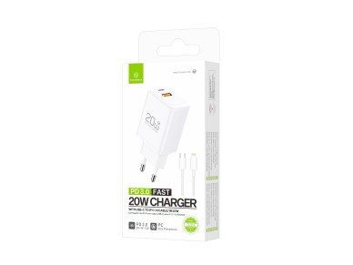 Cargador Techancy TA2826 PD3.0 de 20 W con dos puertos USB-C y cable Lightning compatible con iPhone