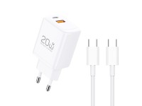Techancy Carregador Rapido 20W PD3.0 Dupla Porta USB-C+USB-A Cabo 1m 60W Para iPhone/Samsung/Tablet 