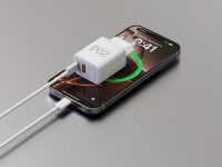 Cargador r�pido Techancy PD3.0 de 20 W con cable USB-C+USB-A de doble puerto, 1 m, 60 W, para iPhone