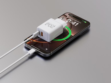Techancy Carregador Rapido 20W PD3.0 Dupla Porta USB-C+USB-A Cabo 1m 60W Para iPhone/Samsung/Tablet 