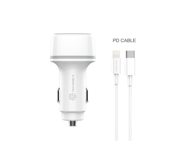 Techancy Carregador De Autom�vel 38w  TC6404, Carregamento R�pido Pd3.0+Qc3.0, Conjunto De Cabos Usb