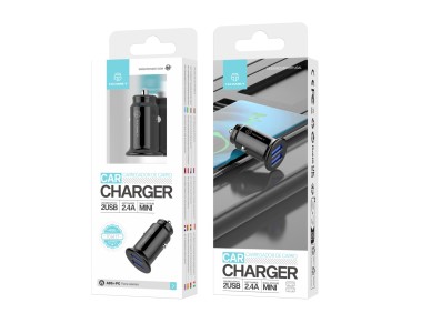 Cargador mini para coche Techancy TC6417, 2,4 A, 2 puertos USB, compatible con camiones y coches, co