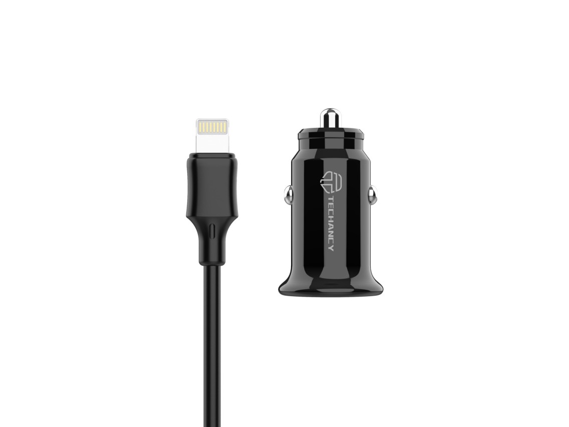 Techancy Carregador De Autom�vel Mini  TC6408, Carregamento 2usb 2.4A, Kit De Dados Com Cabo Usb-Lig