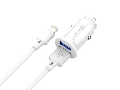Cargador mini para coche Techancy TC6408, 2 puertos USB de 2,4 A, kit de datos con cable USB-Lightni