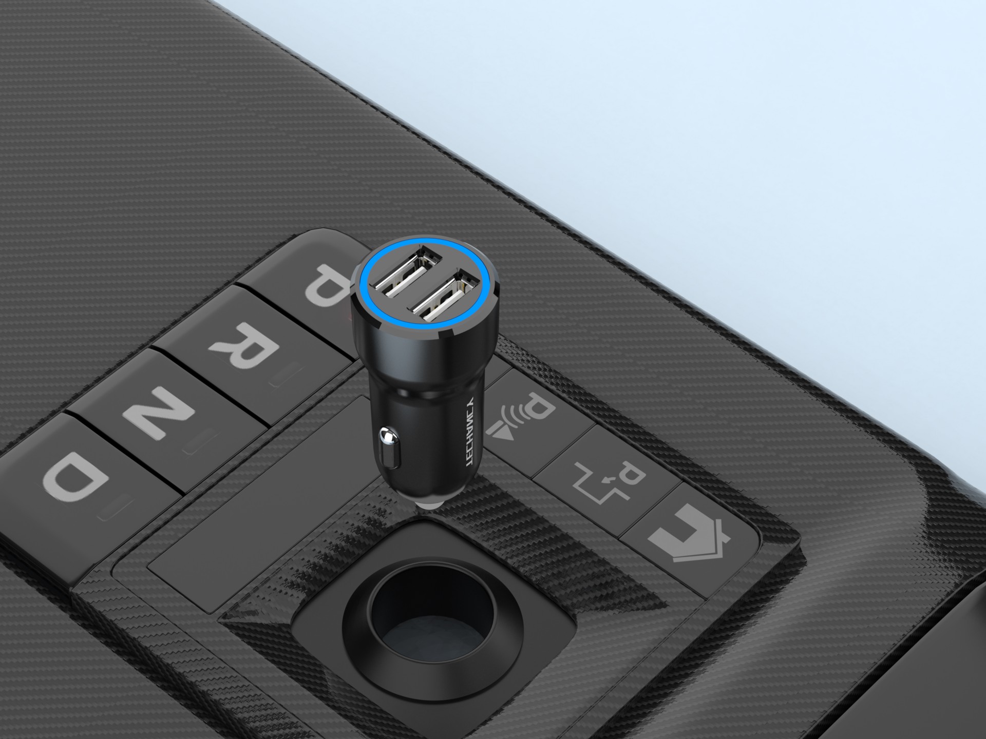 Techancy Carregador de Carro 2USB 2.4A TC6412 , Carregamento Rápido, Identificação Inteligente, Prot