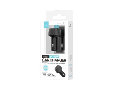 Cargador de coche Techancy TC6432 de 48 W, doble puerto PD3.0, carga rápida USB-A+USB-C, negro Cargador de coche Techancy TC6432 de 48 W, doble puerto PD3.0, carga rápida USB-A+USB-C, negro