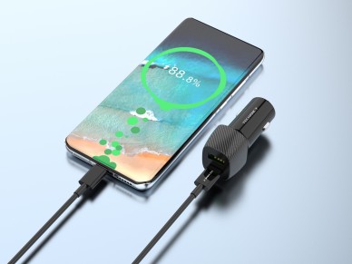 Techancy Carregador De Autom�vel De Porta Dupla 48w Usb+Usb-C Pd3.0 TC6432 Com Cabo Preto De 1m/60w 