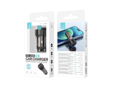 Techancy Carregador Para Autom�vel 51w  TC6432, Duas Portas Usb-A+Usb-C, Carrega V�rios Dispositivos
