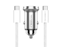 Techancy Mini Carregador TC6426, 33W, USB-A+USB-C, com Cabo USB-C para USB-C de 1m, Liga de AlumInio