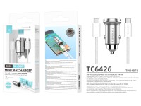 Techancy Mini Carregador TC6426, 33W, USB-A+USB-C, com Cabo USB-C para USB-C de 1m, Liga de AlumInio Techancy Mini Carregador TC6426, 33W, USB-A+USB-C, com Cabo USB-C para USB-C de 1m, Liga de AlumInio