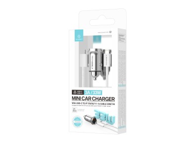Cargador mini Techancy TC6426, 33 W, USB-A+USB-C, con cable USB-C a Lightning de 1 m, aleación Cargador mini Techancy TC6426, 33 W, USB-A+USB-C, con cable USB-C a Lightning de 1 m, aleación