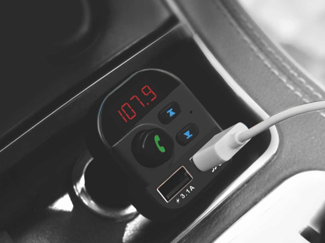 Techancy Leitor Mp3 Para Automóvel Preto TE0863, Carregamento Rápido De 3,1 A, Ligação Fm+Bluetooth,