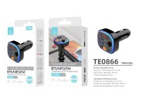 Techancy Transmissor Fm Para Carro TE0866, Bluetooth, Mp3, 2usb 3.1a, Luz Led 7 Cores, Para 12-24v