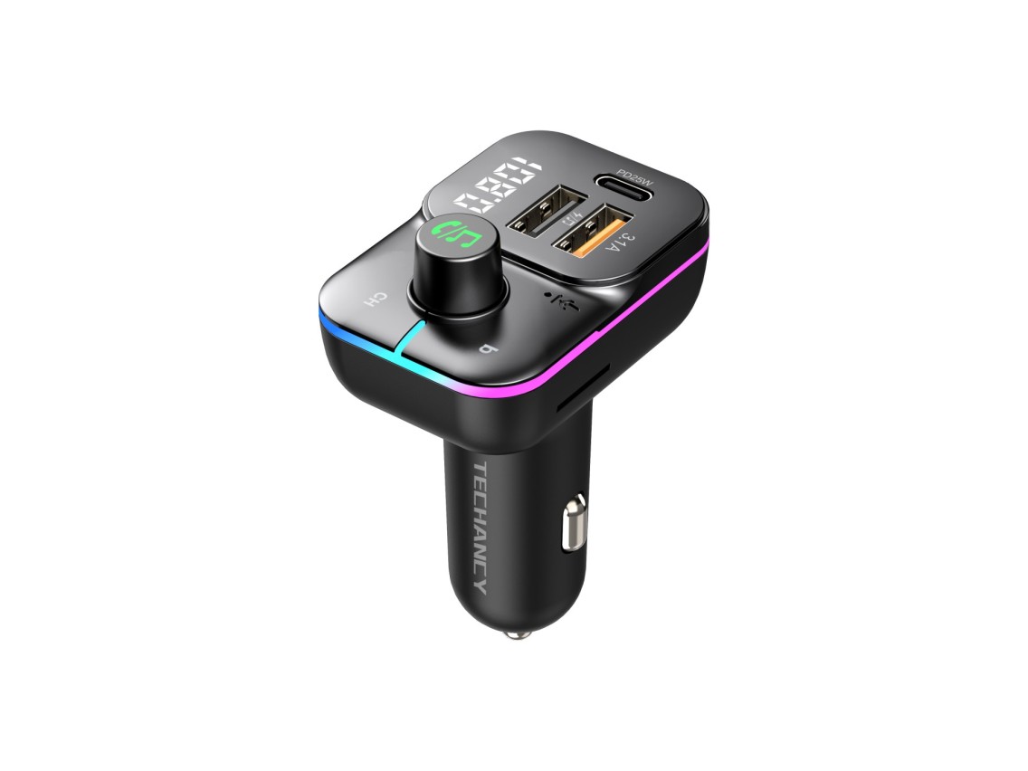 Techancy Transmissor Fm Para Automóvel TE0868, Carregamento Rápido Pd De 25 W, Reprodução De Mp3, 7