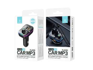 Techancy Transmissor Fm Para Autom�vel  TE0868, Carregamento R�pido Pd De 25 W, Reprodu��o De Mp3, 7