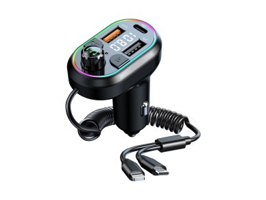 Reproductor MP3 para coche Techancy TE0869, cable 2 en 1, carga rápida PD25W, efecto de luz fr&