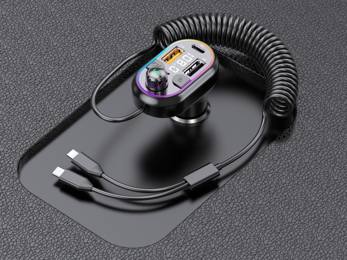 Techancy TE0869 Car MP3 Player, 2-in-1 Cable, PD25W Fast Charging, Cold Light Effect