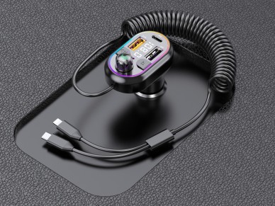 Techancy TE0869 Car MP3 Player, 2-in-1 Cable, PD25W Fast Charging, Cold Light Effect