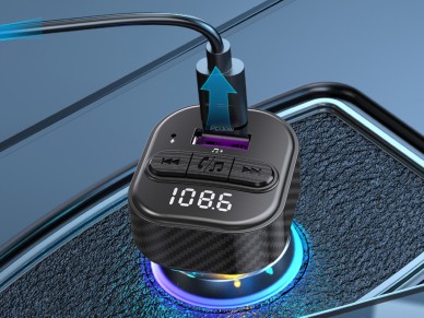 Techancy Leitor De Mp3 Para Autom�vel TE0871, Carregamento R�pido Pd De 30 W, Bluetooth 5.1, Leds A 
