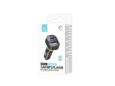 Techancy Leitor De Mp3 Para Autom�vel TE0871, Carregamento R�pido Pd De 30 W, Bluetooth 5.1, Leds A 