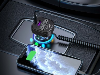 Techancy TE0872 Car MP3 Player, 30W PD Fast Charging, Bluetooth 5.3, Colorful LED Lights, USB-C Outp