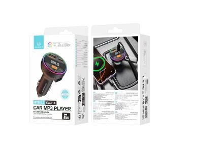 Techancy Leitor MP3 Carro TE0874, PD30W+QC3.0, luz 7 cores, FM 87.5-108MHz, U Disk, Compativel 12-24