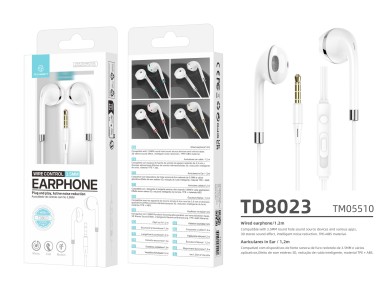 Auriculares con cable Techancy TD8023, conector de 3,5 mm, control intraaural, micrófono HD, ca Auriculares con cable Techancy TD8023, conector de 3,5 mm, control intraaural, micrófono HD, ca