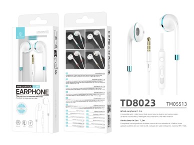 Auriculares con cable Techancy TD8023, conector de 3,5 mm, control intraaural, micrófono HD, ca Auriculares con cable Techancy TD8023, conector de 3,5 mm, control intraaural, micrófono HD, ca