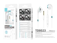 Techancy Fone de ouvido com fio TD8023, plugue 3,5 mm, controle no fio, microfone HD, cabo 1,2m Techancy Fone de ouvido com fio TD8023, plugue 3,5 mm, controle no fio, microfone HD, cabo 1,2m
