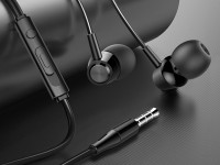 Techancy Auriculares Intra TD8025 Fio 3.5mm Estereo com Microfone Cabo 1.2M Cancelamento Ruido Som H