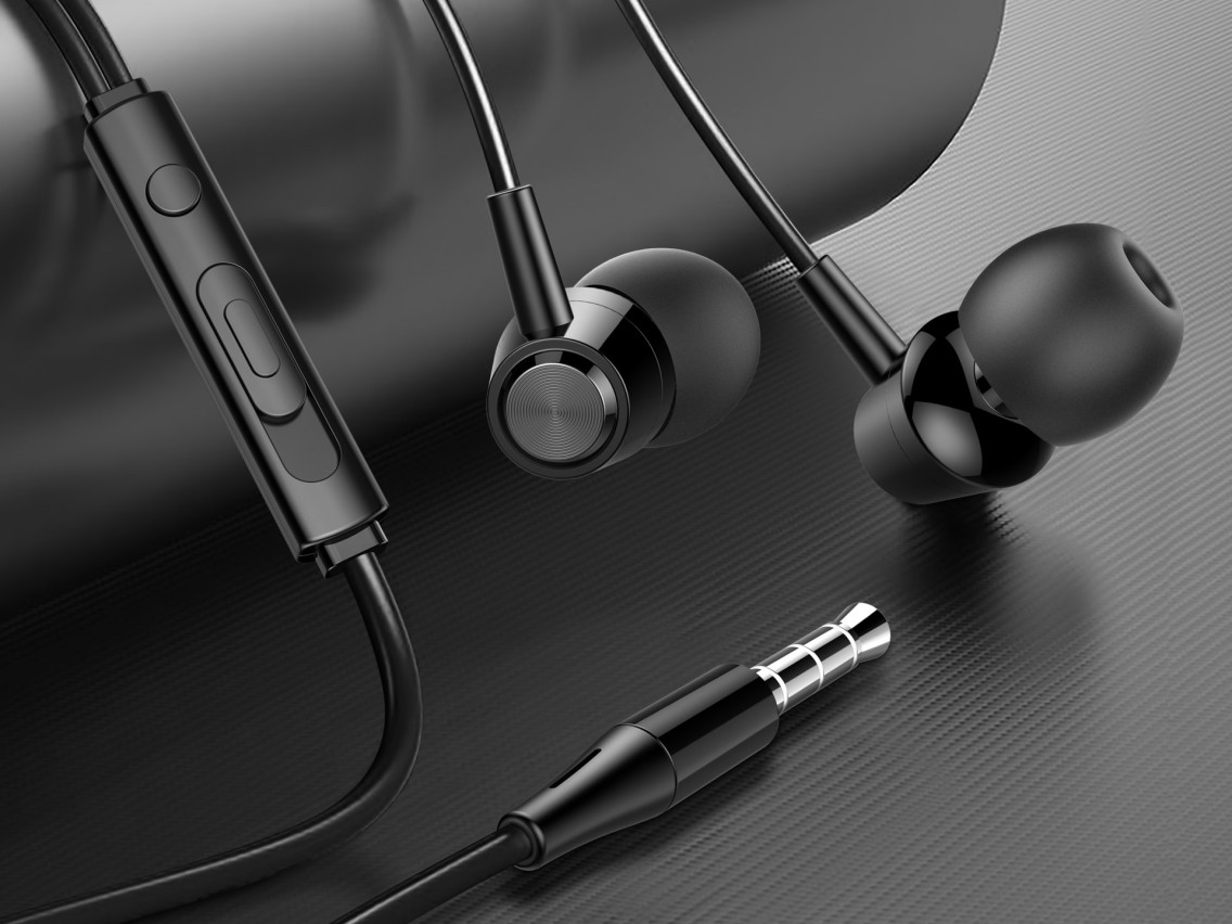 Techancy TD8025 In-Ear Headphones 3.5mm Stereo Wire with Microphone 1.2M Cable Noise Cancelling HD S